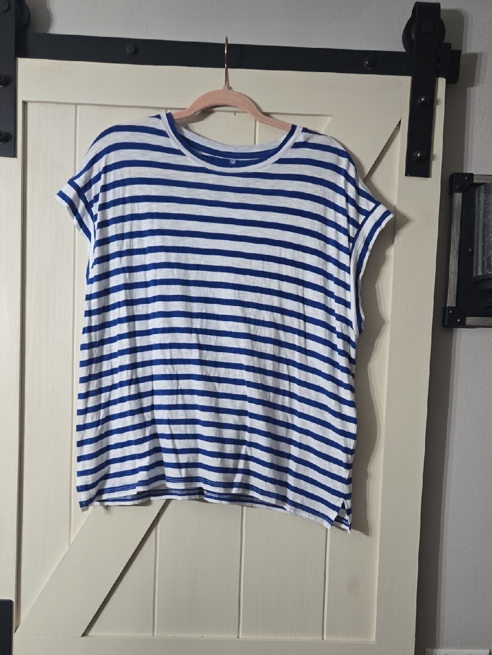 Sonoma White and Blue Striped Muscle Tee
